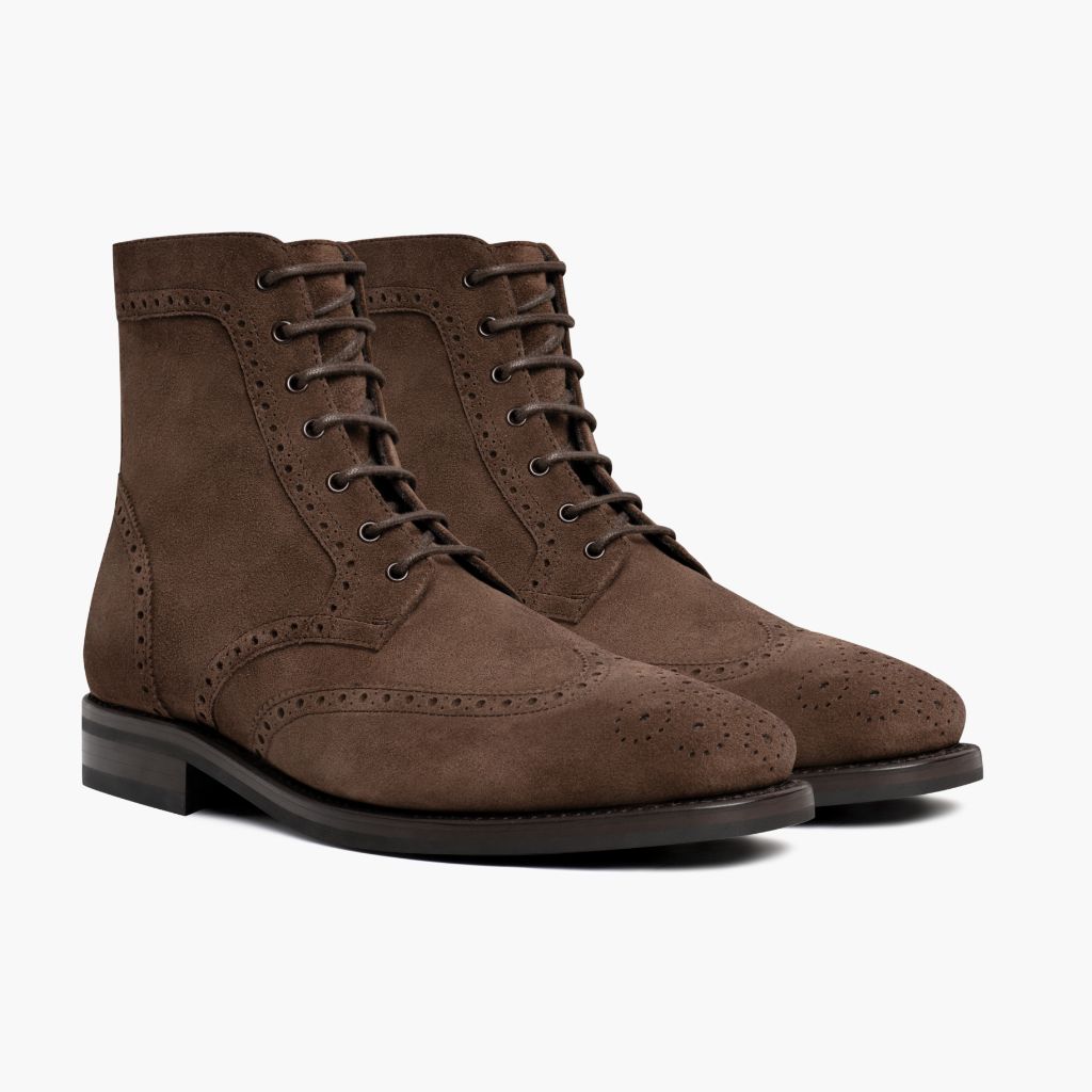 Thursday Boots Wingtip Chocolate Suede - Click Image to Close