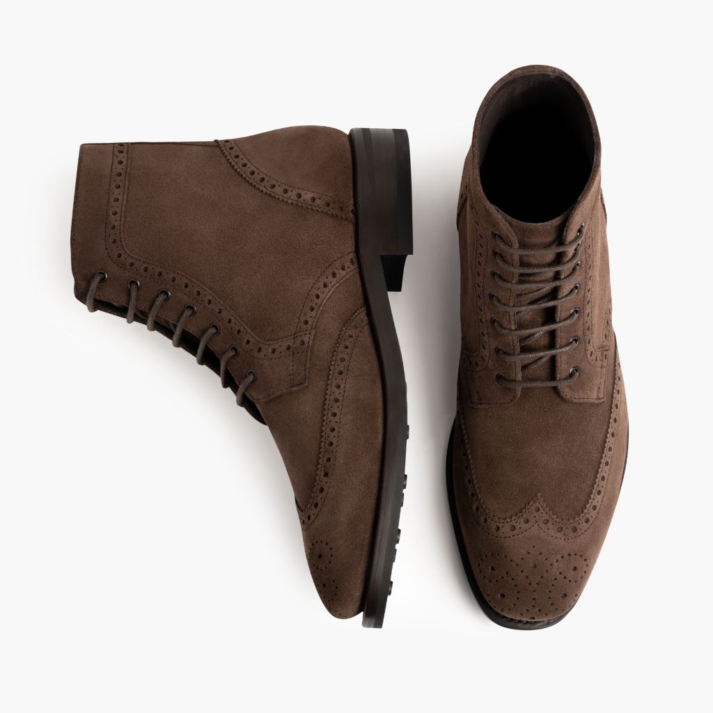 Thursday Boots Wingtip Chocolate Suede - Click Image to Close