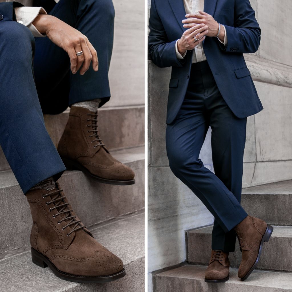 Thursday Boots Wingtip Chocolate Suede - Click Image to Close