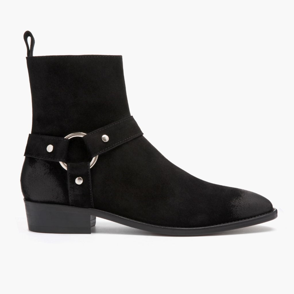 Thursday Boots Harness Black Suede - Click Image to Close