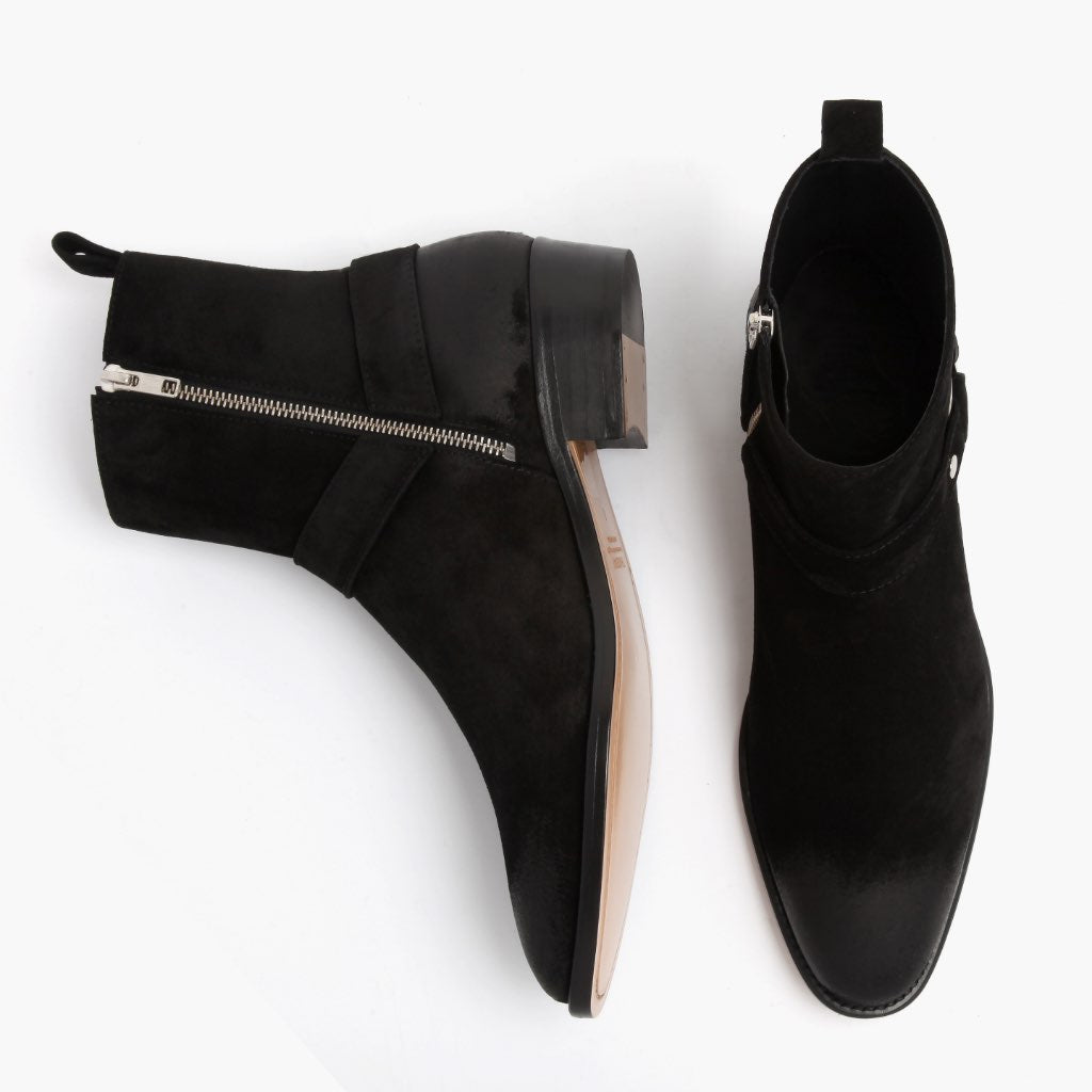 Thursday Boots Harness Black Suede - Click Image to Close