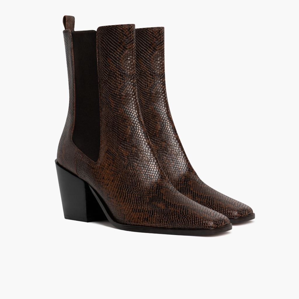 Thursday Boots Soho Chocolate Snake Print