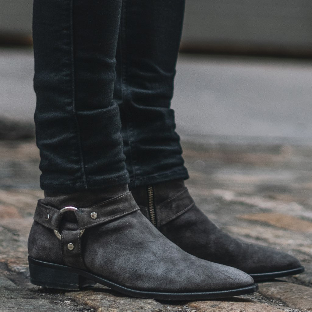 Thursday Boots Harness Grey Suede - Click Image to Close