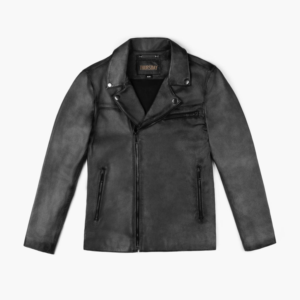 Thursday Motorcycle Jacket Distressed Black - Click Image to Close