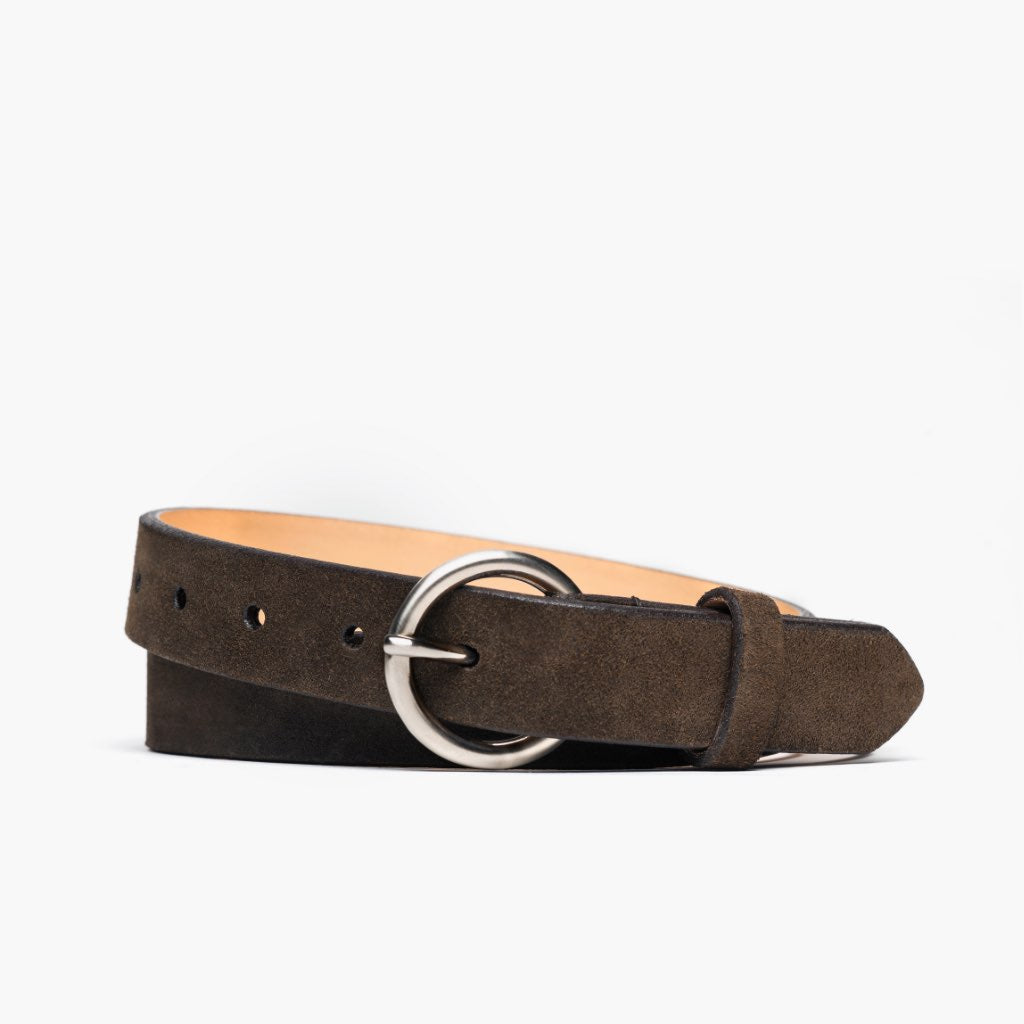 Thursday Women's Circle Leather Belt Dark Olive Suede - Click Image to Close